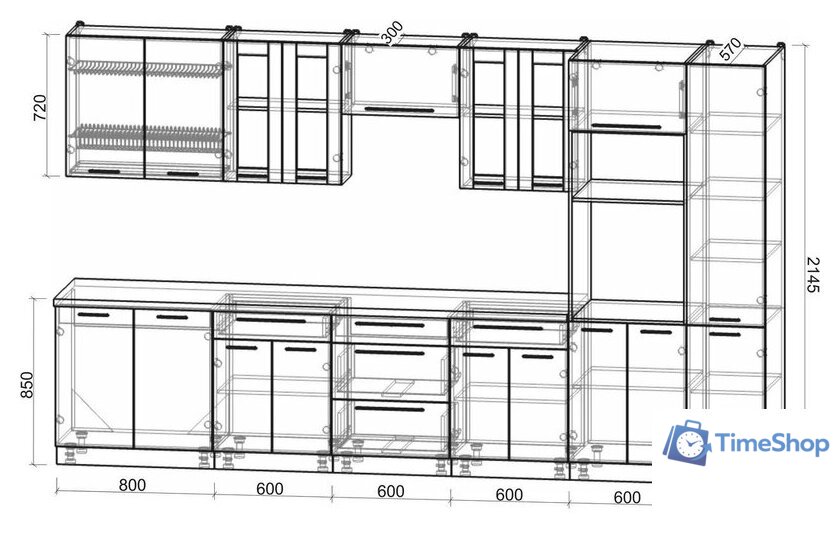 Кухонный модуль Интерлиния Мила Пластик 3.6 (шторм/шторм/белый гранит) - Изображение №6 — Интернет-магазин Time-Shop