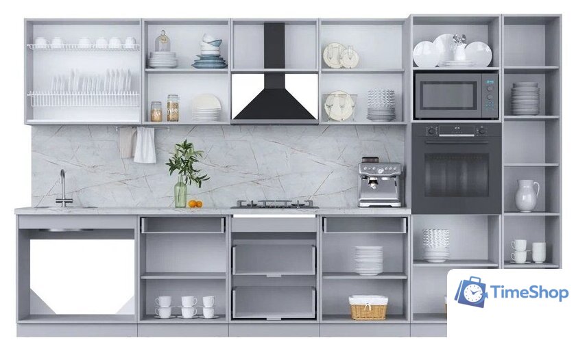 Кухонный модуль Интерлиния Мила Пластик 3.6 (шторм/шторм/белый гранит) - Изображение №3 — Интернет-магазин Time-Shop