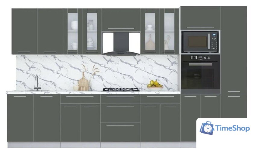 Кухонный модуль Интерлиния Мила Пластик 3.6 (шторм/шторм/белый гранит) - Изображение №1 — Интернет-магазин Time-Shop