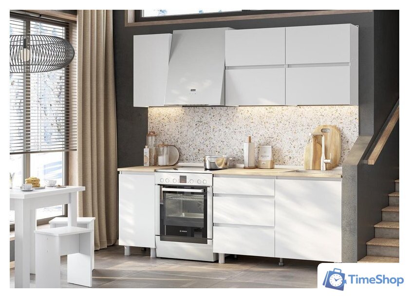 Готовая кухня Mio Tesoro Токио 1.6 (белый текстурный/дуб сонома) - Изображение №3 — Интернет-магазин Time-Shop