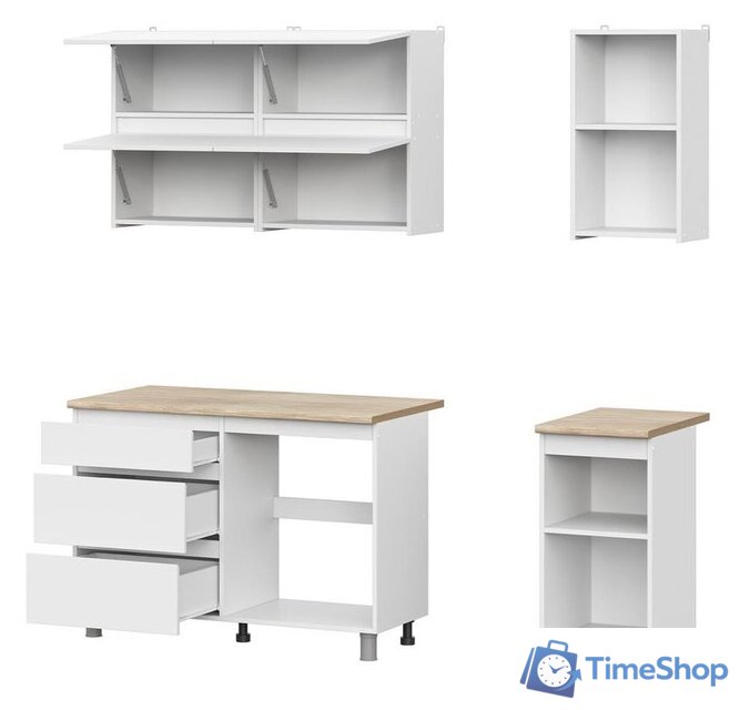 Готовая кухня Mio Tesoro Токио 1.6 (белый текстурный/дуб сонома) - Изображение №2 — Интернет-магазин Time-Shop