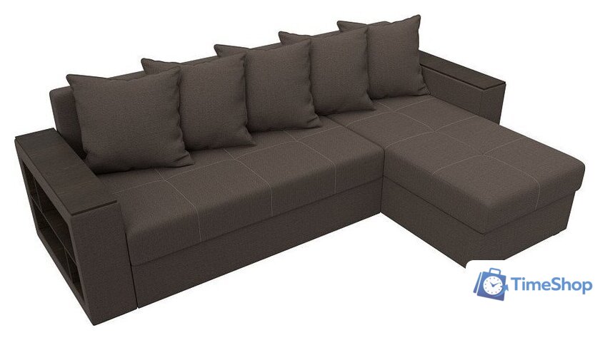 Угловой диван Лига диванов Дубай Лайт правый 121639 (рогожка амур коричневый) - Изображение №6 — Интернет-магазин Time-Shop