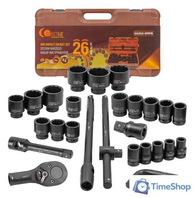 Набор трещотка с головками Forstime FT-68262-9MPB (26 предметов) - Изображение №1 — Интернет-магазин Time-Shop