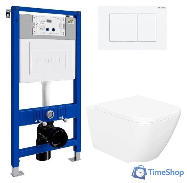 Унитаз подвесной Lauter Nuremberg 21811 + 21901002 (белый, с кнопкой смыва 219702J белый) - Изображение №1 — Интернет-магазин Time-Shop