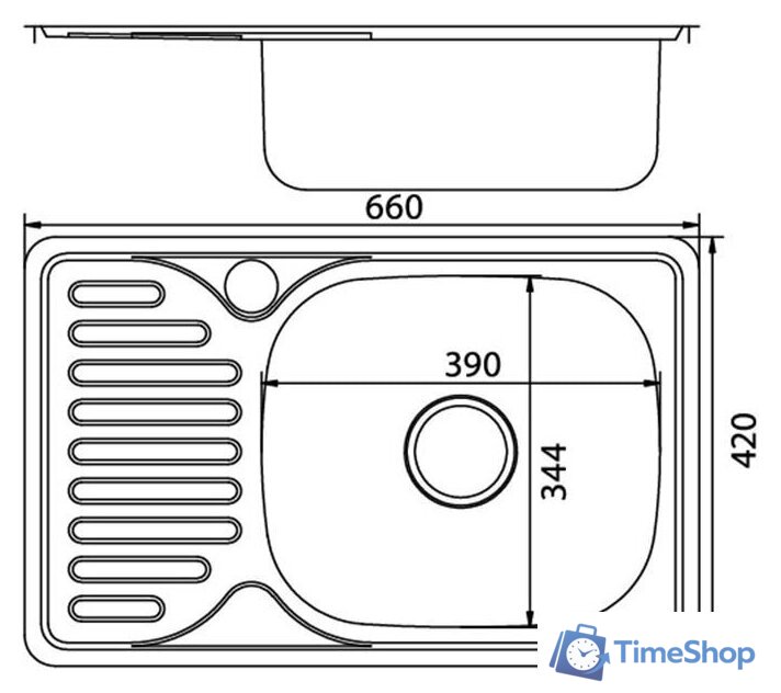 Кухонная мойка Mixline 536117 (правая, полированная, 0.8 мм) - Изображение №2 — Интернет-магазин Time-Shop