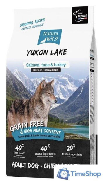 Сухой корм для собак Natura Wild Yukon Lake беззерновой для взрослых собак всех пород с лососем, тунцом и индейкой 12 кг - Изображение №1 — Интернет-магазин Time-Shop