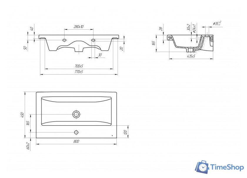  Cersanit Тумба с умывальником Colour 80 - Изображение №5 — Интернет-магазин Time-Shop