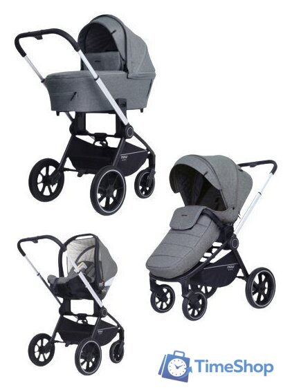 Универсальная коляска Rant MOWbaby Zoom PU (3 в 1, silver grey) - Изображение №1 — Интернет-магазин Time-Shop