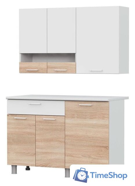 Готовая кухня NN мебель КГ-4 1200 (белый/дуб сонома/белый/антарес) - Изображение №1 — Интернет-магазин Time-Shop