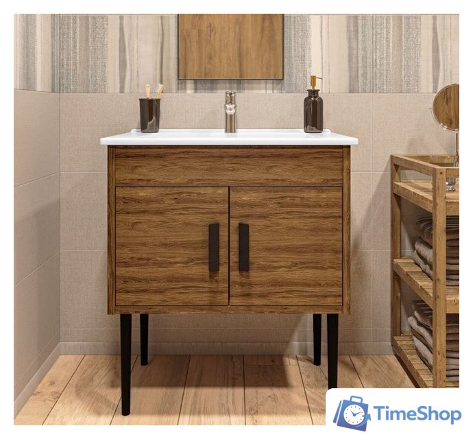  LEVEL Тумба под умывальник Оскар 75 Three без ящика (дуб чарльстон) - Изображение №1 — Интернет-магазин Time-Shop