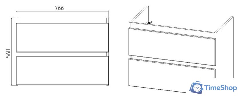  Viant Тумба под умывальник Мальта Como 80 VMAL80COBEL-T2YP - Изображение №5 — Интернет-магазин Time-Shop