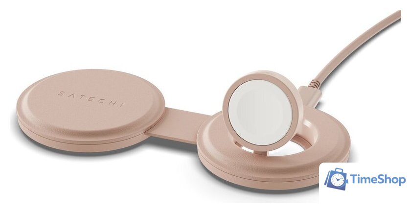 Беспроводное зарядное Satechi OntheGo 2-in-1 Charger ST-QTG21R (розовый) - Изображение №2 — Интернет-магазин Time-Shop