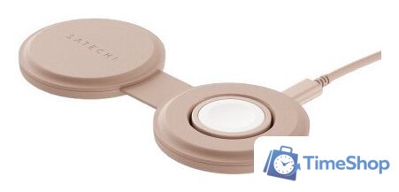 Беспроводное зарядное Satechi OntheGo 2-in-1 Charger ST-QTG21R (розовый) - Изображение №1 — Интернет-магазин Time-Shop