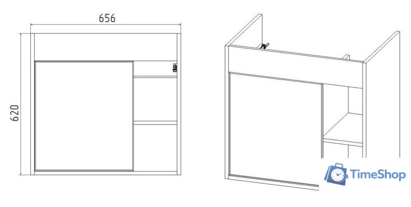 Viant Тумба под умывальник Бостон Como 70 VBOS70CO-T1STP - Изображение №4 — Интернет-магазин Time-Shop