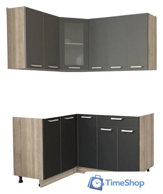 Готовая кухня Интерлиния Мила 12x15 без столешницы (серебристый/антрацит) - Изображение №1 — Интернет-магазин Time-Shop