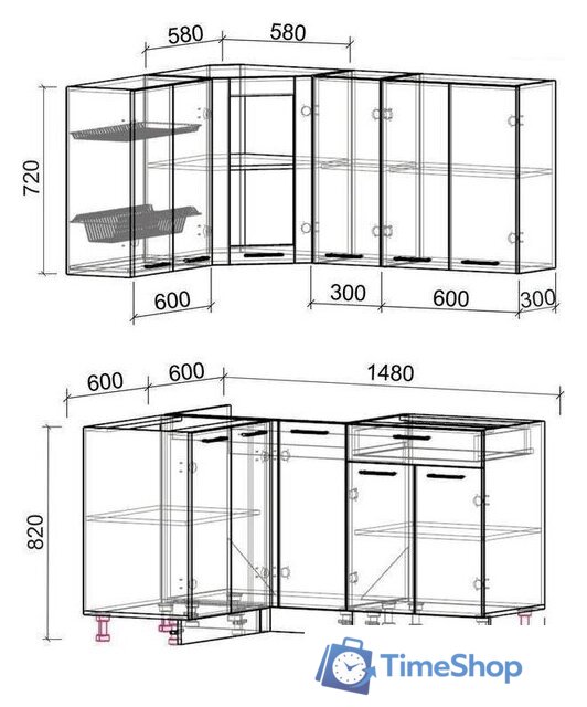 Готовая кухня Интерлиния Мила 12x15 без столешницы (серебристый/антрацит) - Изображение №2 — Интернет-магазин Time-Shop