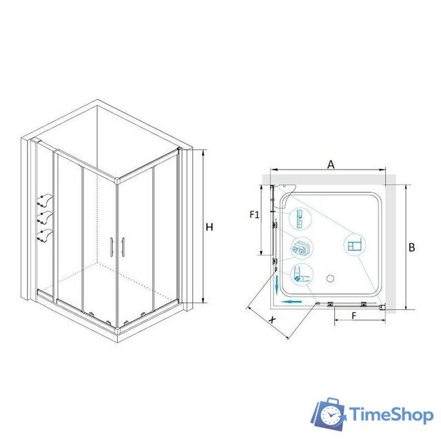 Душевой уголок RGW 03064381-11 HO-43 (80x110x195, прозрачное стекло) - Изображение №2 — Интернет-магазин Time-Shop