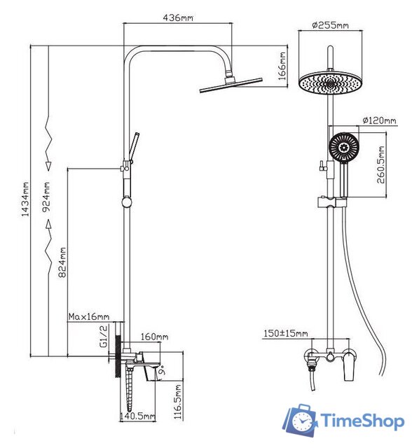 Душевая система  Potato Р35167-6 - Изображение №5 — Интернет-магазин Time-Shop