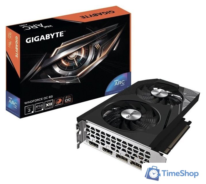 Видеокарта Gigabyte Intel Arc A380 Windforce OC GV-IA380WF2OC-6GD - Изображение №2 — Интернет-магазин Time-Shop