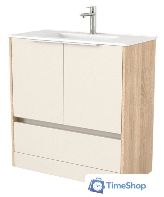  Дабер Тумба под умывальник 017 WeltWasser Deilbach 7517-80 Т17.8W.0.18Б (бежевый/дуб бардолино/ручка белая) - Изображение №1 — Интернет-магазин Time-Shop