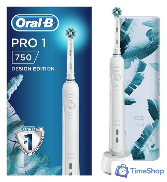Электрическая зубная щетка Oral-B Pro 1 750 Cross Action D16.513.1UX (белый) - Изображение №1 — Интернет-магазин Time-Shop