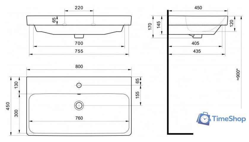 Умывальник Santek Адриана 80 1WH501772 - Изображение №6 — Интернет-магазин Time-Shop