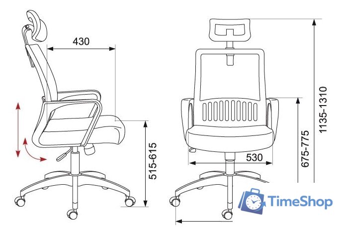 Офисное кресло Бюрократ MC-201-H/TW-11 (черный) - Изображение №6 — Интернет-магазин Time-Shop