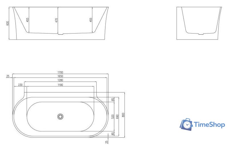 Ванна BelBagno BB409-1700-800 170x80 - Изображение №2 — Интернет-магазин Time-Shop
