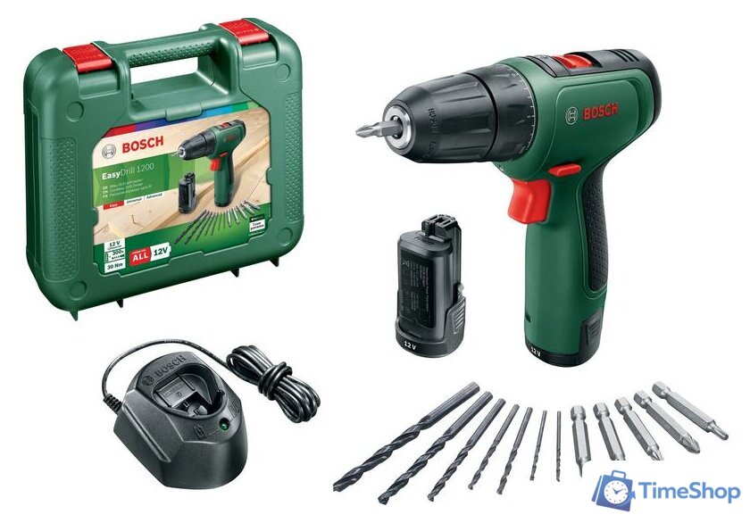 Дрель-шуруповерт Bosch EasyDrill 1200 06039D3007 (с 2-мя АКБ, кейс) - Изображение №1 — Интернет-магазин Time-Shop