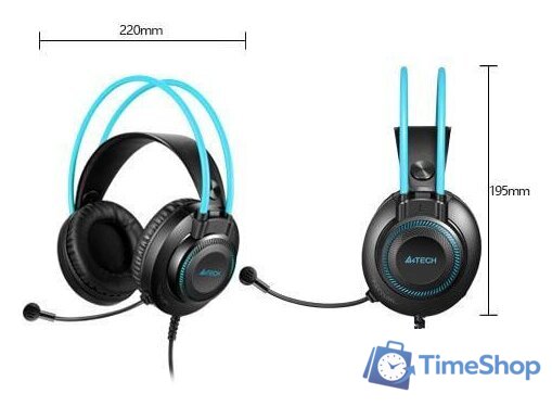 Наушники A4Tech Fstyler FH200i (черный/голубой) - Изображение №5 — Интернет-магазин Time-Shop