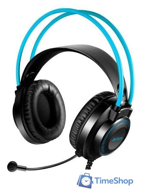 Наушники A4Tech Fstyler FH200i (черный/голубой) - Изображение №1 — Интернет-магазин Time-Shop