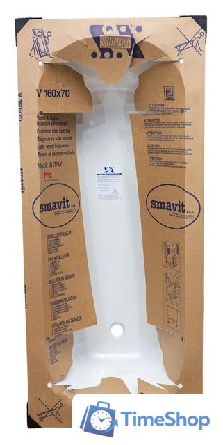 Ванна Smavit Cassia Titanium Inside 160x70 (с шумоизоляцией и ножками Etalon) - Изображение №5 — Интернет-магазин Time-Shop
