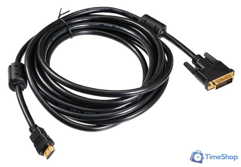 Кабель Buro HDMI-19M-DVI-D-5M - Изображение №1 — Интернет-магазин Time-Shop