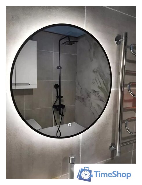 Зеркало с подсветкой  EMZE 80 LED.UV.80.80.CHE.AF.4K (черный с УФ-окантовкой и подсветкой) - Изображение №8 — Интернет-магазин Time-Shop