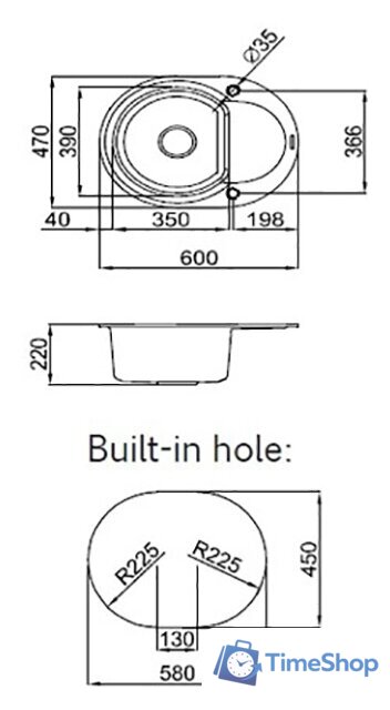 Кухонная мойка Elleci Easy Round 600 Bianco Titano 68 - Изображение №2 — Интернет-магазин Time-Shop
