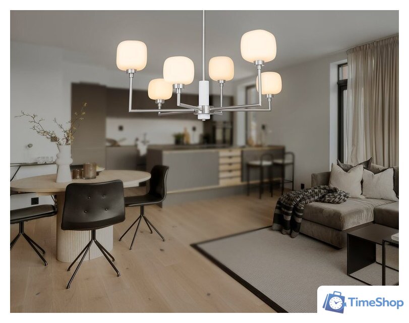 Подвесная люстра Ambrella light LH53001/6 SN/FR (сатин никель/белый матовый) - Изображение №8 — Интернет-магазин Time-Shop