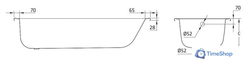Ванна BLB Europa 170x70 (с ножками) - Изображение №4 — Интернет-магазин Time-Shop