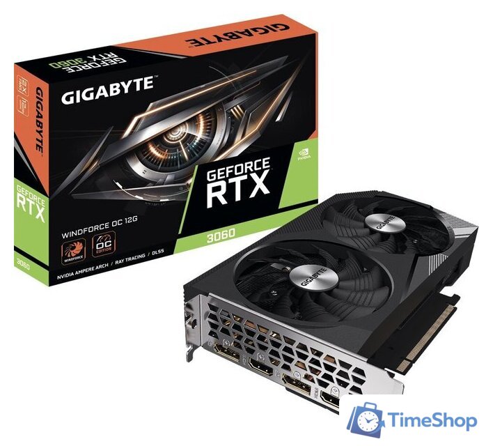 Видеокарта Gigabyte GeForce RTX 3060 Windforce OC 12G GV-N3060WF2OC-12GD - Изображение №2 — Интернет-магазин Time-Shop