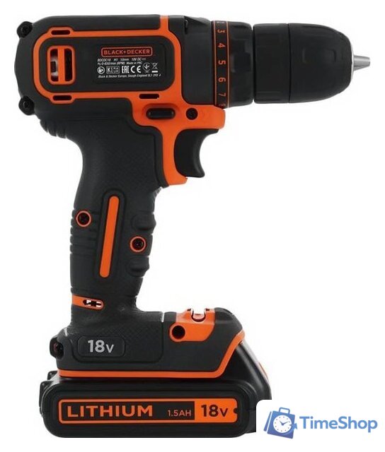 Дрель-шуруповерт Black & Decker BDCDC18B (с 2-мя АКБ, без кейса) - Изображение №4 — Интернет-магазин Time-Shop