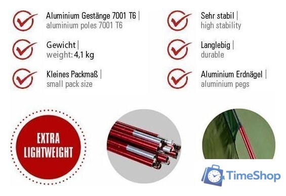 Треккинговая палатка High Peak Falcon 3 LW (Pesto/красный) - Изображение №5 — Интернет-магазин Time-Shop