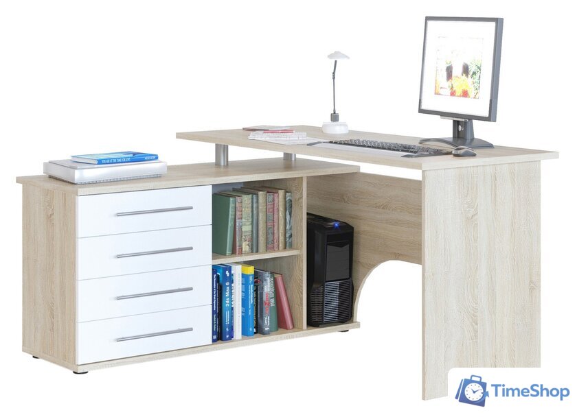 Стол Сокол КСТ-109 левый (дуб сонома/белый) - Изображение №1 — Интернет-магазин Time-Shop