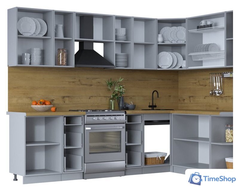 Готовая кухня Интерлиния Тренд 1.7x2.7 правая (мята/мята/дуб бунратти) - Изображение №3 — Интернет-магазин Time-Shop