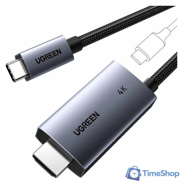 Кабель Ugreen CM675 HDMI - USB Type-C 55330 (2 м, черный) - Изображение №2 — Интернет-магазин Time-Shop