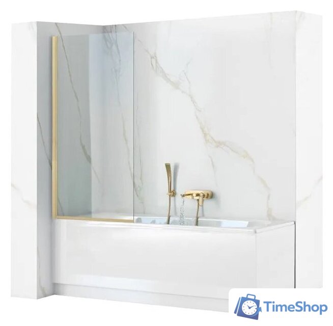 Стеклянная шторка для ванны Rea Elegant 70 (матовое золото/прозрачное стекло) - Изображение №1 — Интернет-магазин Time-Shop