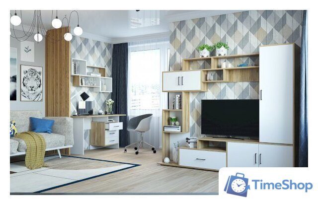 Стенка Горизонт Пекин (крафт золотой-белый) - Изображение №3 — Интернет-магазин Time-Shop