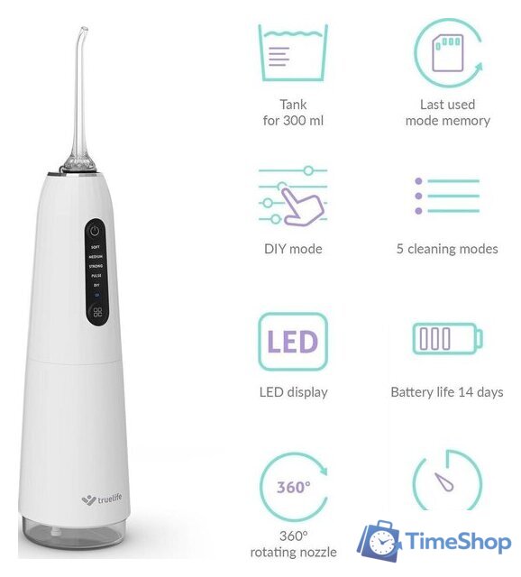 Ирригатор  TrueLife AquaFloss Compact C200 (белый) - Изображение №3 — Интернет-магазин Time-Shop