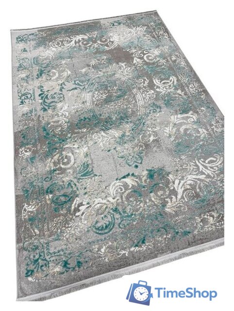 Ковер для жилой комнаты Radjab Carpet Афина Прямоугольник 9009A 12814RK (3x5, Grey/Green) - Изображение №1 — Интернет-магазин Time-Shop