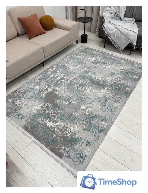 Ковер для жилой комнаты Radjab Carpet Афина Прямоугольник 9009A 12814RK (3x5, Grey/Green) - Изображение №2 — Интернет-магазин Time-Shop