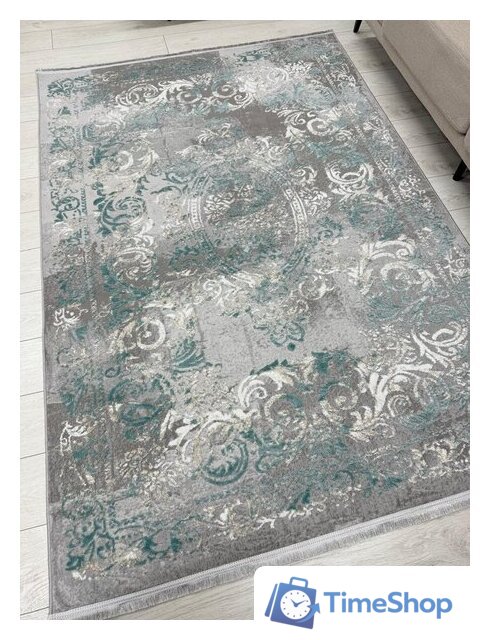 Ковер для жилой комнаты Radjab Carpet Афина Прямоугольник 9009A 12814RK (3x5, Grey/Green) - Изображение №3 — Интернет-магазин Time-Shop