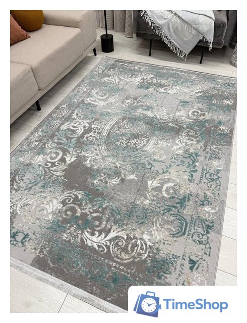 Ковер для жилой комнаты Radjab Carpet Афина Прямоугольник 9009A 12814RK (3x5, Grey/Green) - Изображение №4 — Интернет-магазин Time-Shop